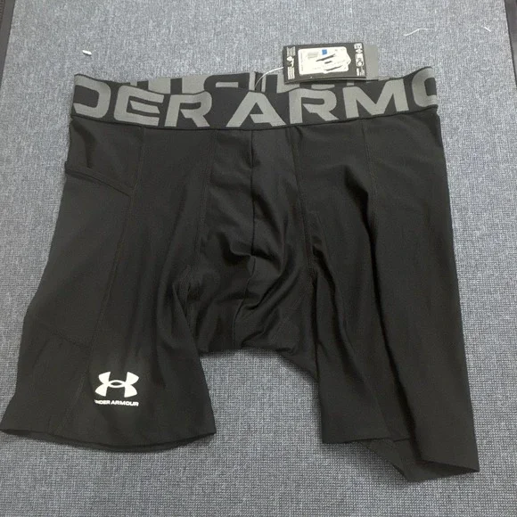 Under Armour HeatGear Compression Men's Boxer Brief Underwear XL Black Gray Logo