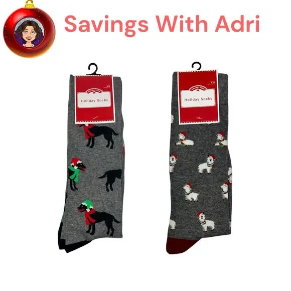 2x Holiday Time Men's Holiday Socks  Size 6-12