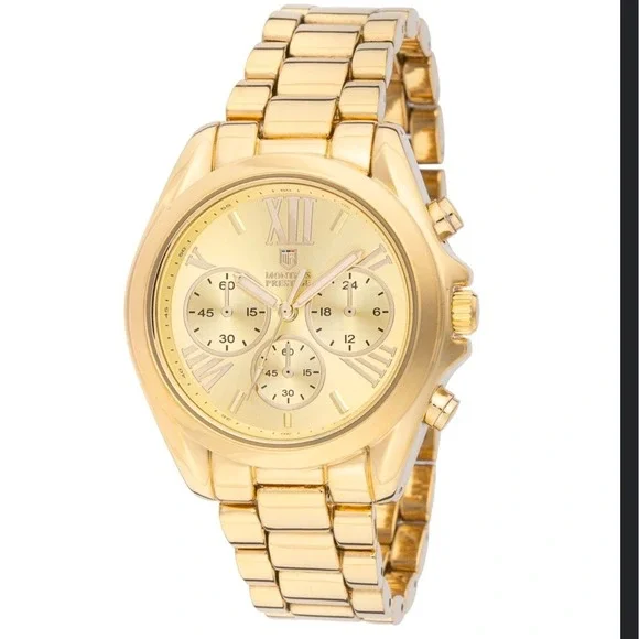 Montres Prestige MPW-0192 Womens Gold‎ Chronograph Watch Roman Numerals New
