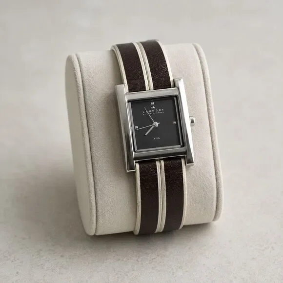Skagen Tank Womens Watch Leather  Brown Beige Ultra Slim 228SSL New Battery