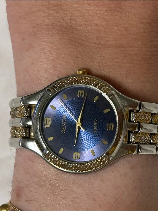 Geneva Blue Dial Two-Tone Bracelet Watch