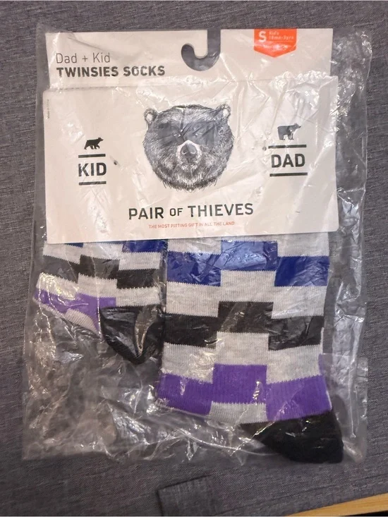 Pair of Thieves Men's Gray, Black & Purple Casual Socks - Twinsies Pack