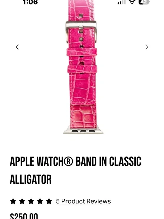 ABAS Genuine Alligator Apple Watch Band in Pink
