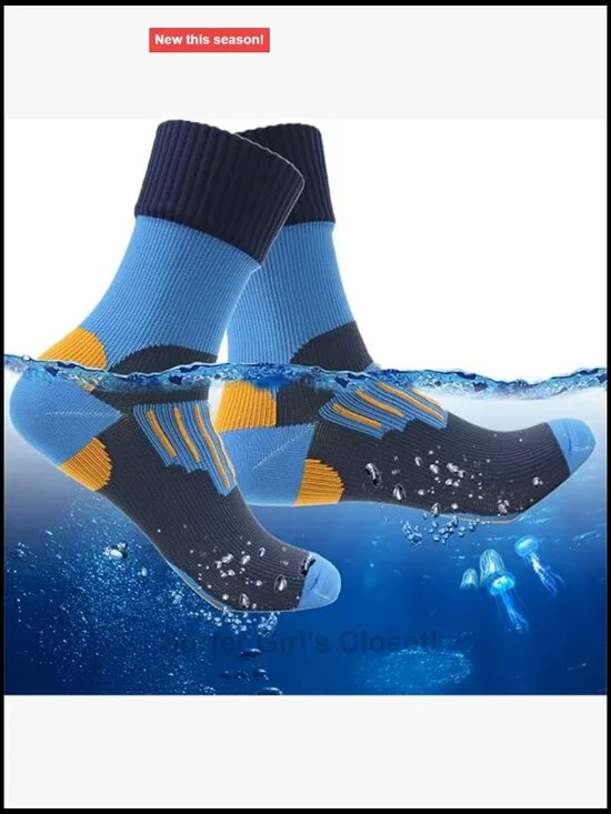 Unisex Waterproof Hiking Trail Running Crew Socks, Breathable Coolmax
