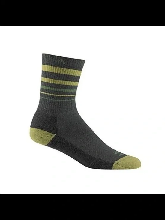 3 Pair Men's Performance Crew Socks - Gray with Green Accents