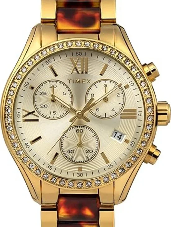 Timex TW2V74800JI - Womens Dress Watch, Gold-Tone/Brown, 38mm