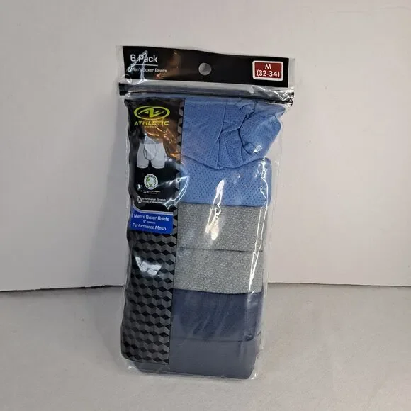 Athletic Works Men's M 32-34 Boxer Briefs Performance Mesh 6 Pair