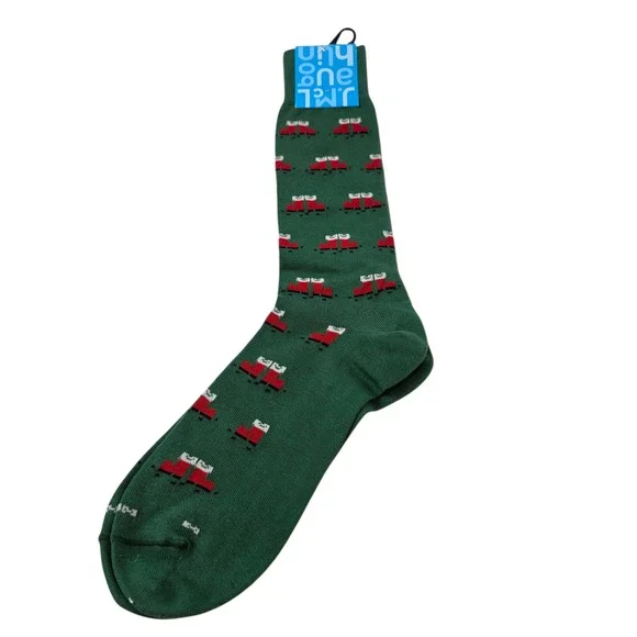 J‎ M CLaughlin Men Santa Boots Green Pima Cotton One Size Socks NWT