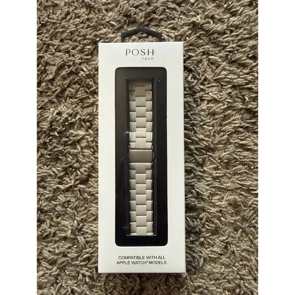 Posh Tech Orla Silicone Steel Band for Apple Watch - Beige