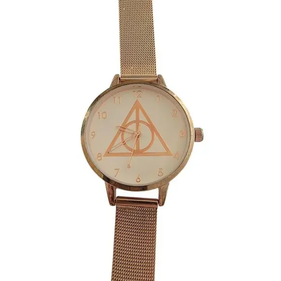 Harry Potter Womens Watch Champagne Dial 33mm Gold Case Mesh Bracelet Quartz