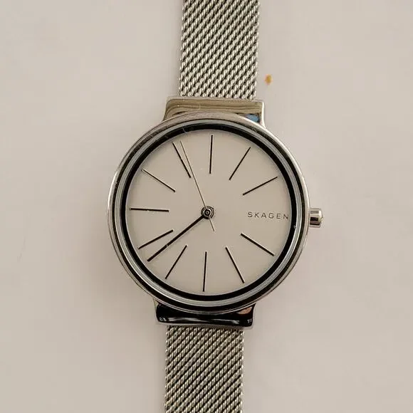 Skagen Womens Watch White Dial Silver Case Stainless Mesh Bracelet SKW2478