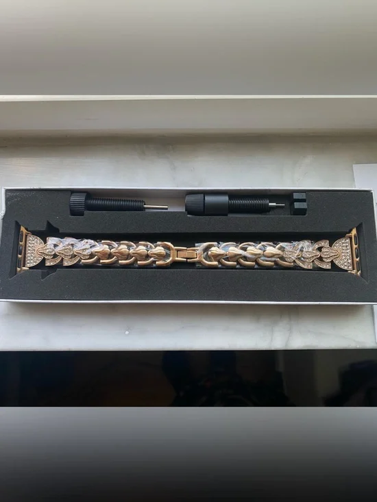 Fashion Rose Gold and Silver Pave Chain Link Watch Band