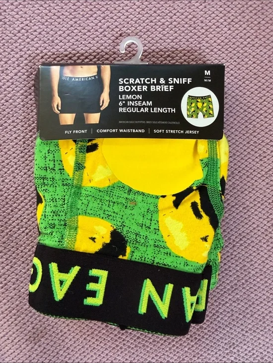 American Eagle Outfitters Lemon Scratch & Sniff Boxer Briefs - Green/Yellow