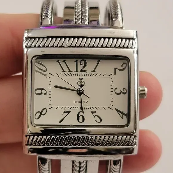 Womens Watch White Dial 33mm Silver Case Silver Bangle Bracelet Quartz Analog