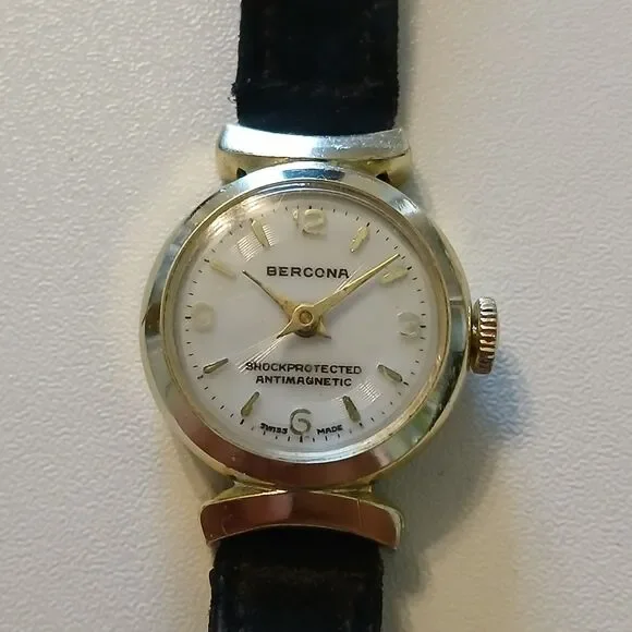 Parts/Repair VTG 1950s Bercona Antimagnetic Swiss Ladies Watch Manual Wind 21mm