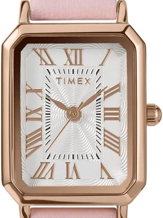 Timex Women's Dress Watch 21mm White Dial Rose Gold-Tone Case Pink Strap