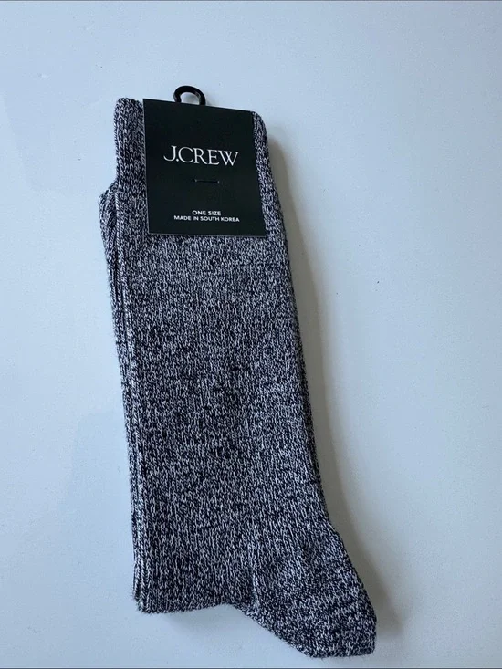 J. Crew Men's Marled Black & White Crew Socks