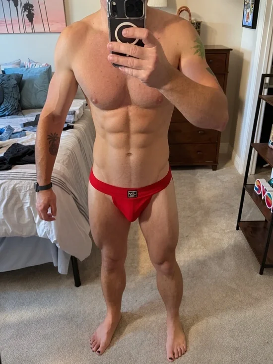 Men’s Jockmail Metallic Red Jockstrap XL