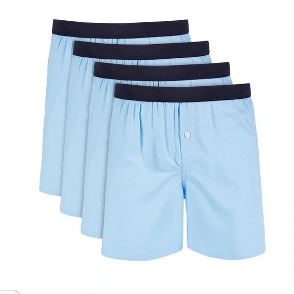 New! Club Room Light Blue Woven Cotton Boxers, 4 Pack, Size Medium
