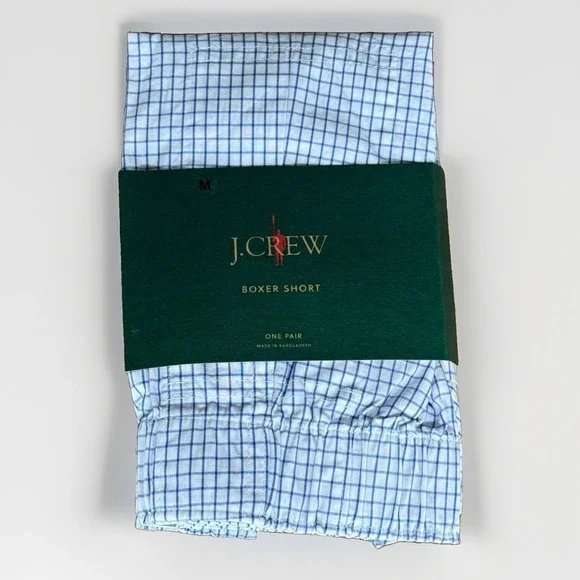 NWT J CREW Boxer Short Underwear Sz M Blue Check Classic Comfort Oarsman