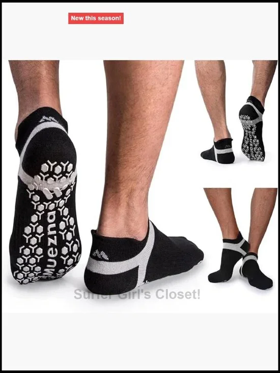 Men's Non-Slip Yoga Socks with Grips for Pilates Barre Fitness