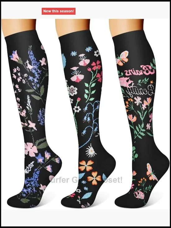3 Pairs Compression Socks 15-20 mmHg Knee High for Workout