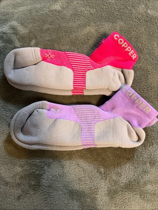 Copper-infused Low-Cut Athletic Socks for Women Pink & Lavender Accents