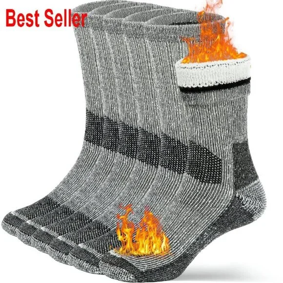 Merino Wool Thermal Boot Socks Cozy Winter Warm Hiking Outdoor Unisex