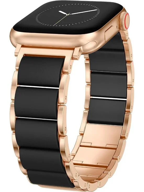 Stylish Silicone Metal Watch Band for Women - Compatible with Apple Watch