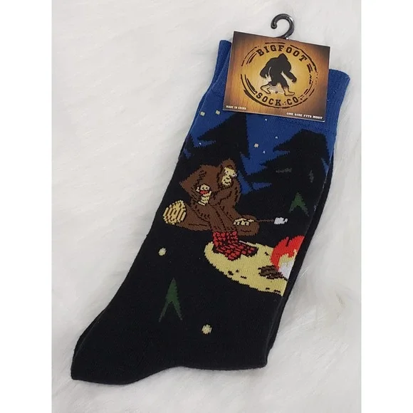 BigFoot Sock Co Adult One Size Black Green Gone Squatchin' Crew Socks 1 Pair NWT