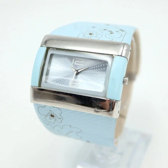 Nike Merge Attract Sport Watch 43mm Silver Blue Tan Band WC0024 w New Battery