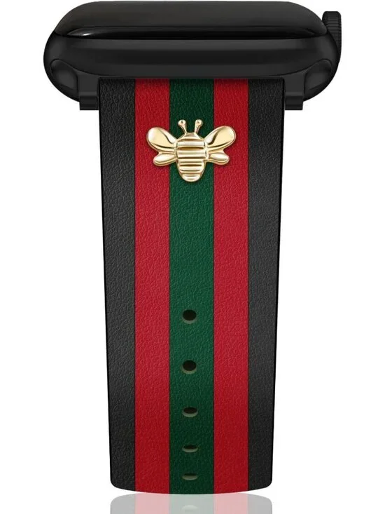 Stylish Leather Apple Watch Bands with Charms for All Series - Unisex Strap