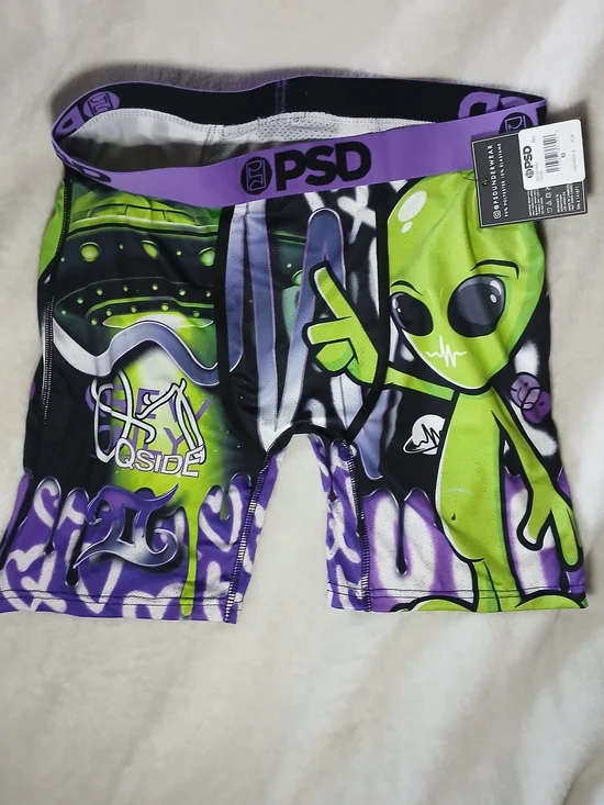 PSD Alien Graphic Compression Shorts - Green & Purple