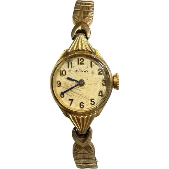 Bulova Women's Watch 10K RGP‎ Bezel Gold Tone Dainty Expansion Band Vintage