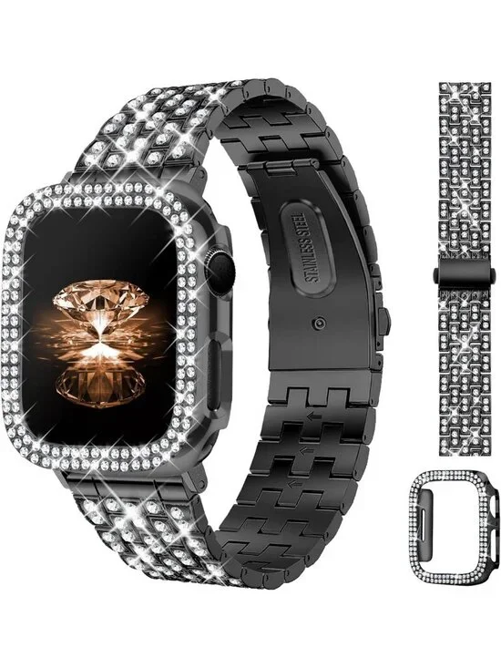 Luxury Diamond Bling Bands for Apple Watch 38mm-49mm, Metal Bracelet Strap