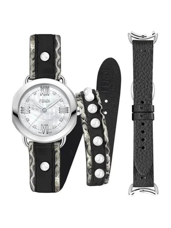 Fendi Watch Selleria Mother Of Pearl Set With Diamonds FOW526 New