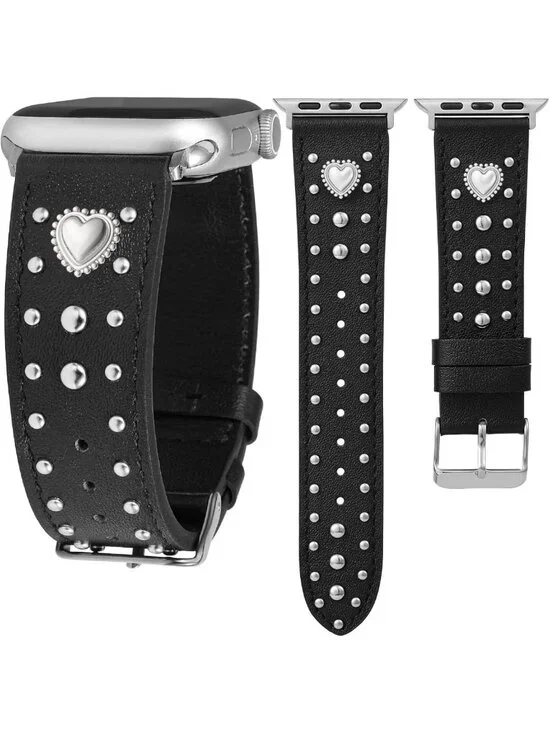 Stylish Studded Leather Band for Apple Watch - Women's Adjustable Wrist Strap