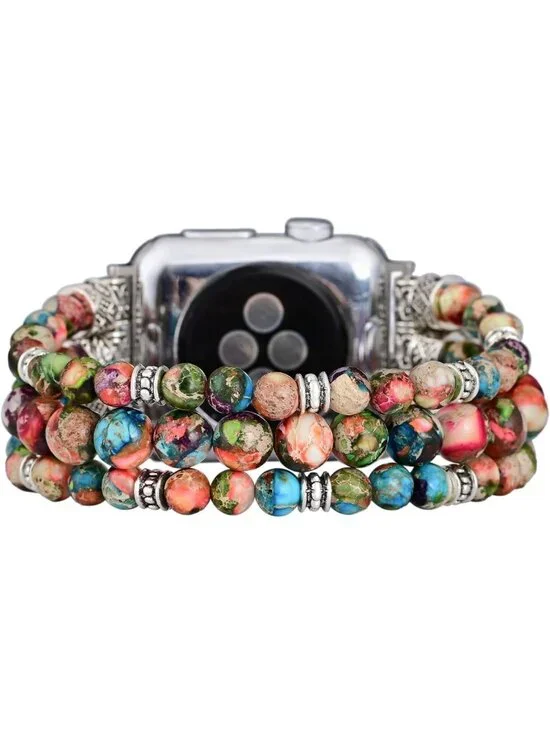 Boho Handmade Stretch Watch Band - Natural Jasper Stone for Apple Watch
