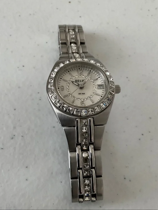 Relic Women's Silver Crystal Accent Bracelet Watch - Silver Tone