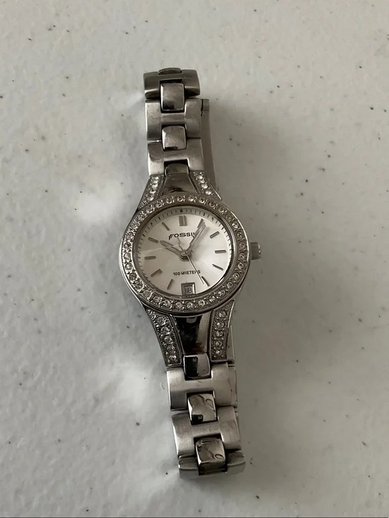 Fossil Women's Silver-tone Crystal Bracelet Watch