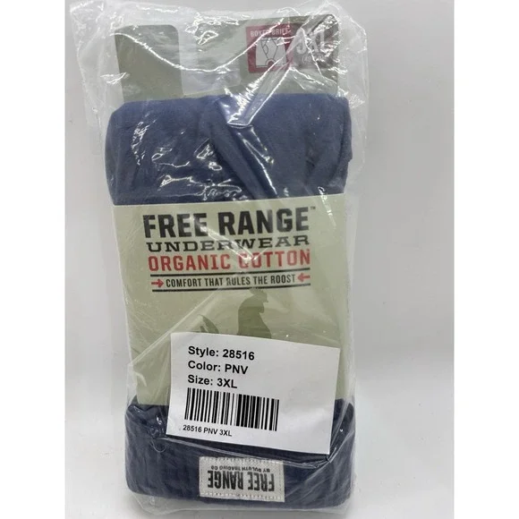 Duluth Trading Free Range Organic Cotton Boxer Briefs 3XL Blue NIP