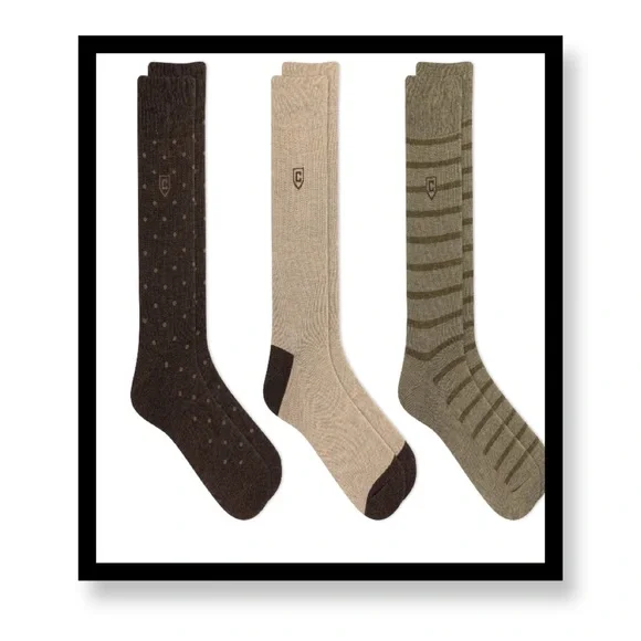 Chaps-NWOT- 3 Pairs Men's Patterned Socks Set - Brown, Tan, Green