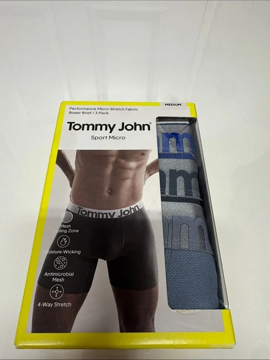 Tommy John Boxer Briefs Mens Medium 3 Pack Blue