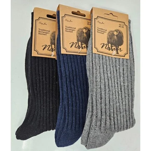 NWT Men Lamb Wool Socks Warm Winter Boot Casual Thermal Crew Socks 3-PACK
