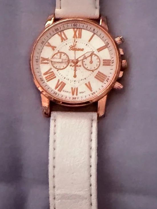 Fashion Geneva Womens Leather Band Stainless Steel Quartz Analog Watch