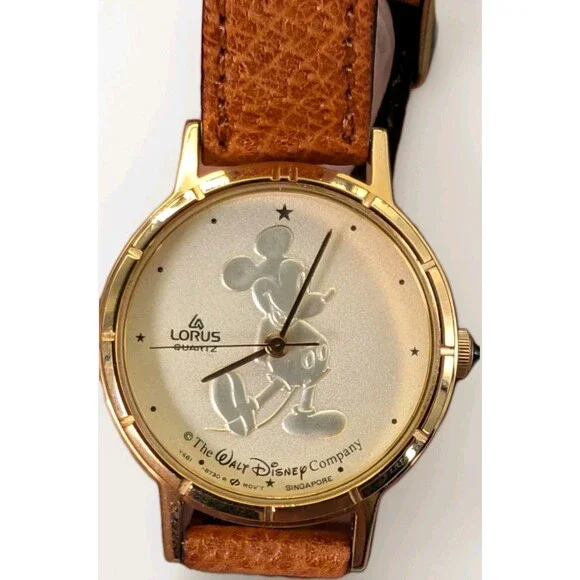 Vintage Lorus Disney Mickey Mouse Watch Gold Tone On Gold Tone - Needs Battery!