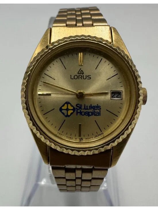 Lorus Watch Womens Gold Tone St. Lukes Hospital Dial Date New Battery 6.5