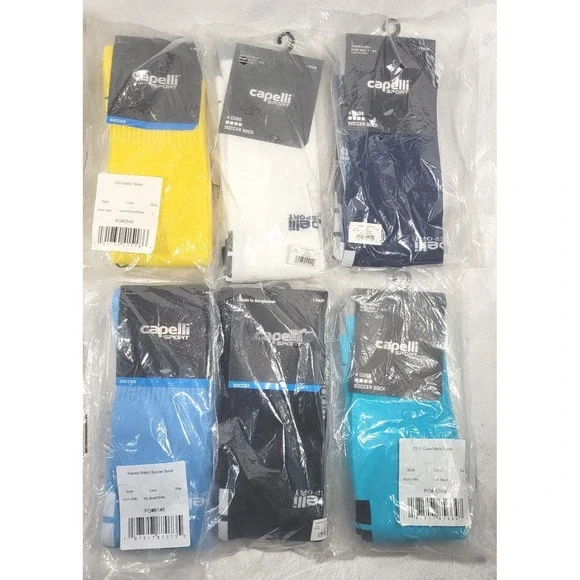LOT: 6 Pairs Capelli Sport Soccer Socks - Marled & 4-Cube - Unisex Size Large