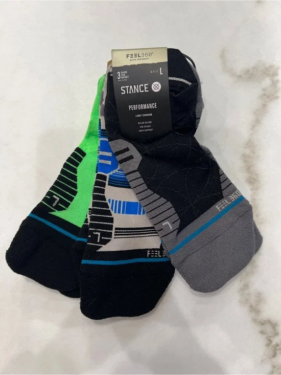 Stance Performance Low-Cut Athletic Socks 3-Pack - Black, Gray, Green