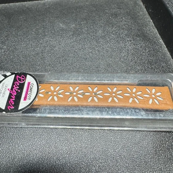 New Y2K Voguestrap Comfort Strap Tan Floral Cutout Leather Watch‎ Band TX39312CM